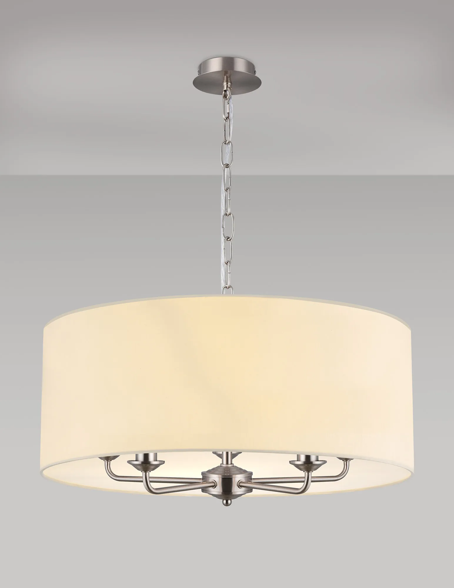 Banyan 60cm 5 Light Pendant Satin Nickel; Ivory Pearl DK0672  Deco Banyan SN IV